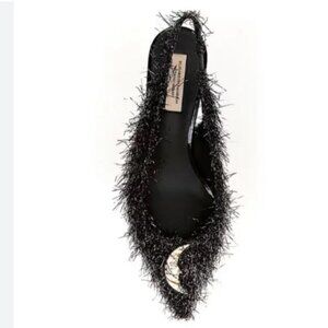 Antonio Melani x Elizabeth Damrich Moon Boucle Frayed Detail Slingback Pumps